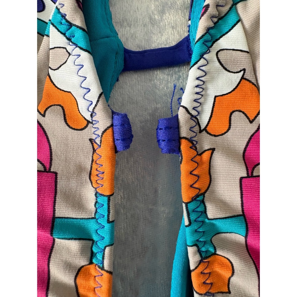Trina Turk Plunge One Piece Swimsuit 6 Mediterranean *Missing small back tie - Picture 8 of 9